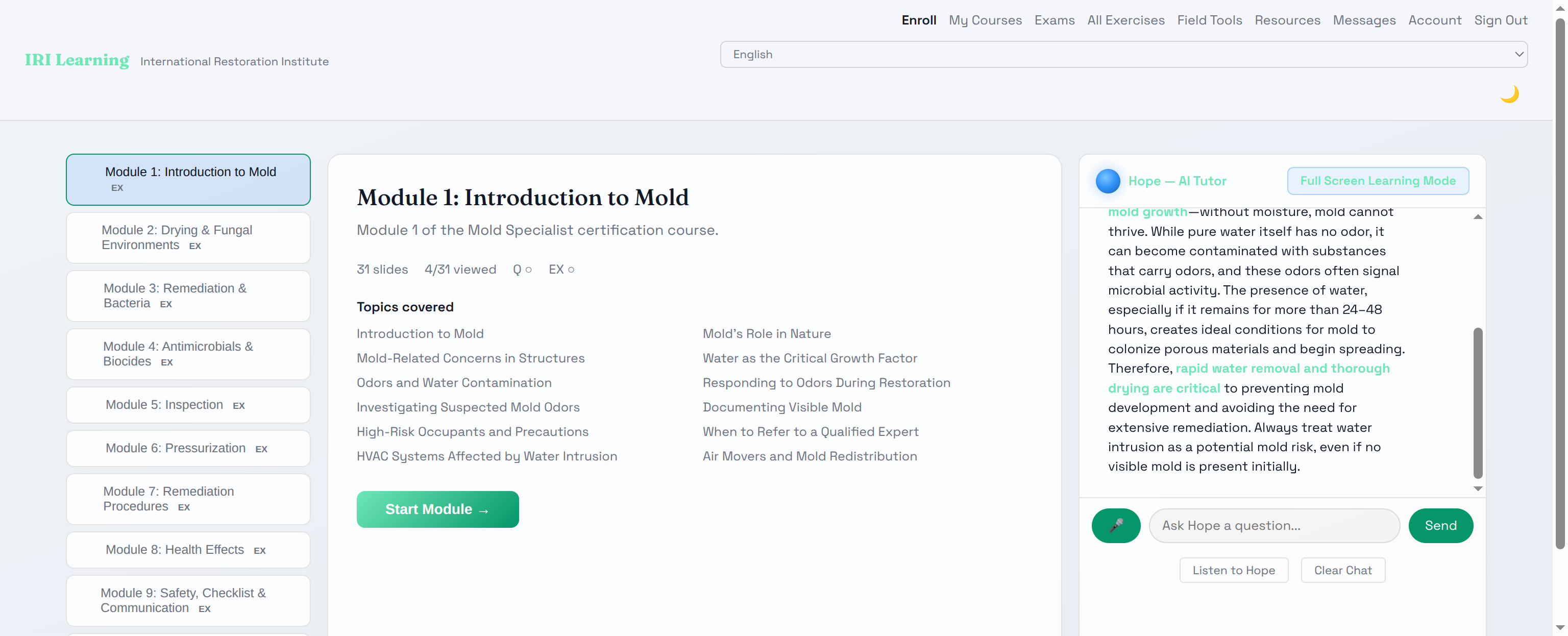 IRI Learning — Hope AI tutor responding to estimation student question in real-time