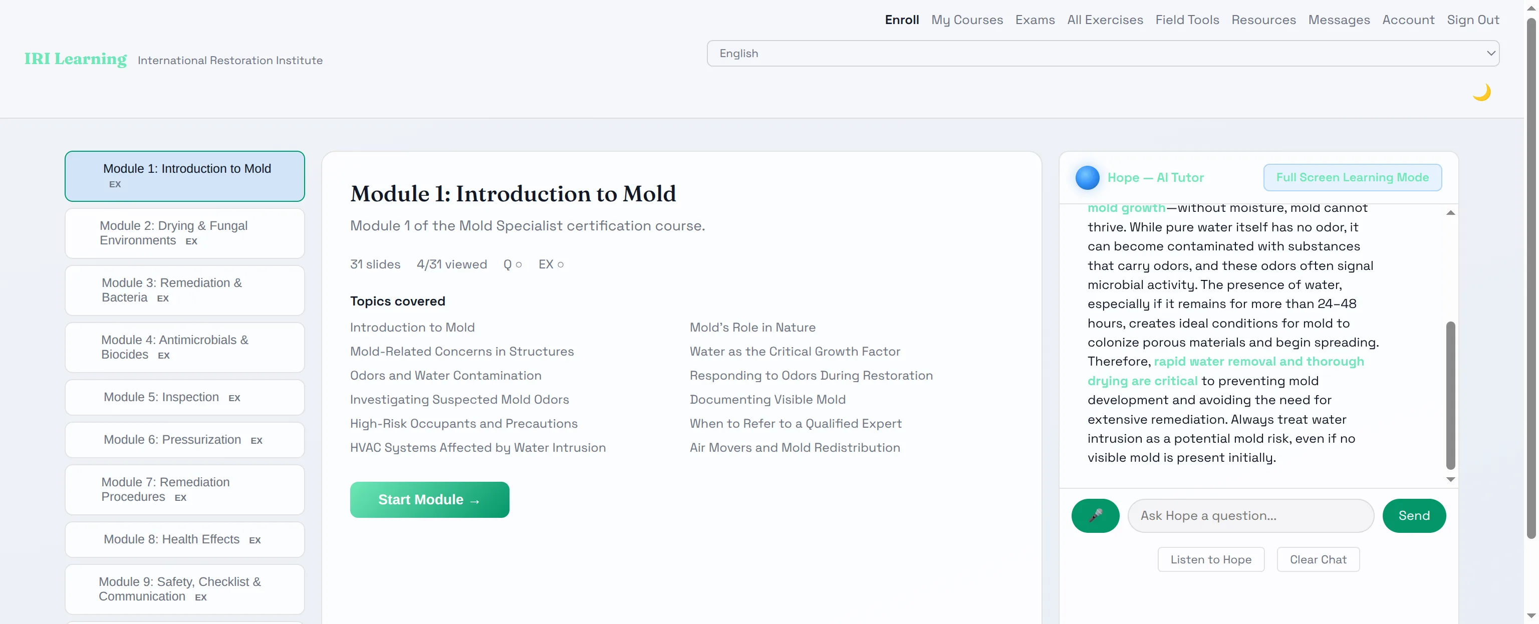IRI Learning — Hope AI tutor responding to estimation student question in real-time